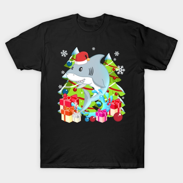 Funny Santa Shark Christmas T-Shirt by TheBeardComic